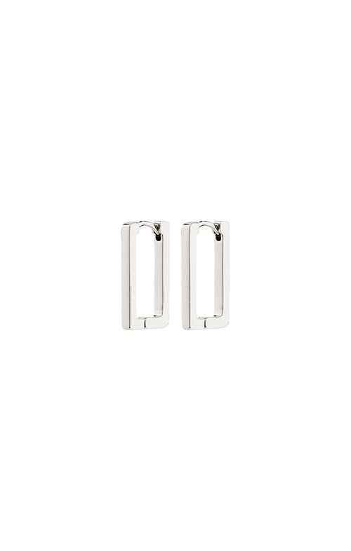 PILGRIM FEEL RECYCLED SQUARE HOOP EARRINGS IN SILVER