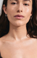 PILGRIM FEEL RECYCLED SQUARE HOOP EARRINGS IN SILVER