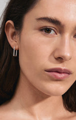 PILGRIM FEEL RECYCLED SQUARE HOOP EARRINGS IN SILVER