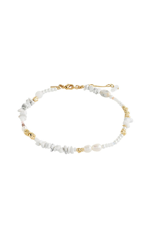 PILGRIM FORCE FRESHWATER PEARLS & STONES ANKLE CHAIN