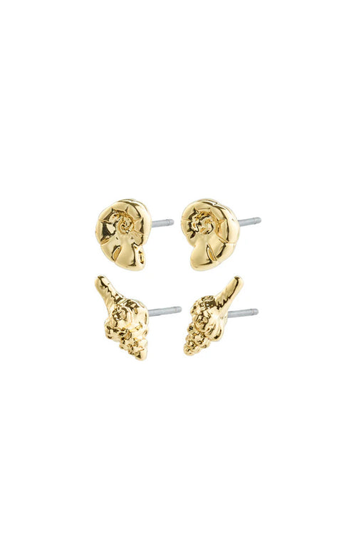 PILGRIM FORCE RECYCLED EARRINGS 2-IN-1 SET IN GOLD