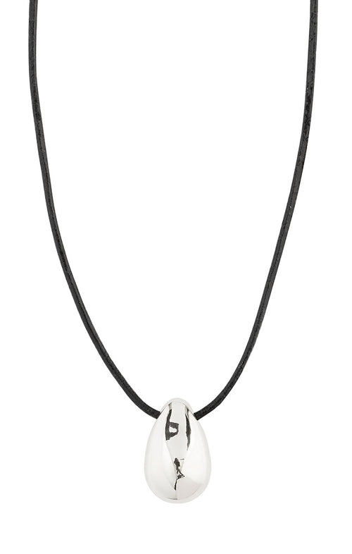 PILGRIM INTENT RECYCLED TEARDROP PENDANT NECKLACE IN SILVER