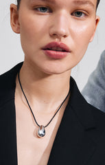 PILGRIM INTENT RECYCLED TEARDROP PENDANT NECKLACE IN SILVER