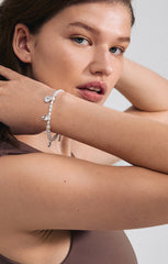 PILGRIM INTENT FRESHWATER PEARLS & PENDANTS BRACELET IN SILVER