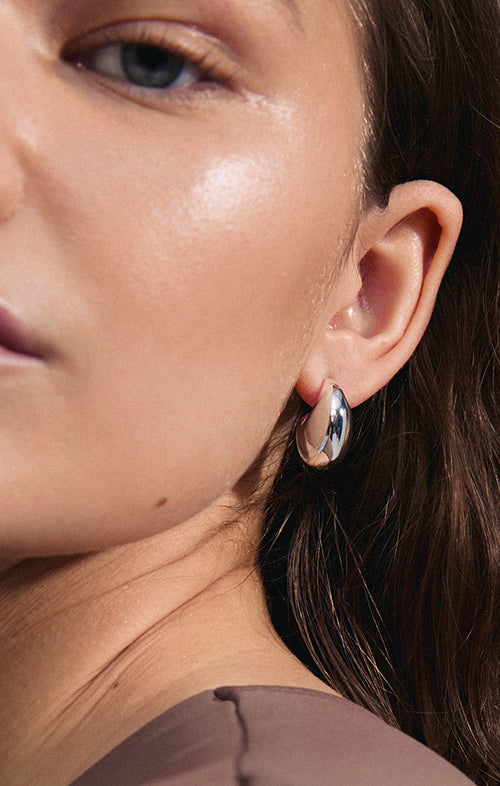 PILGRIM INTENT RECYCLED CHUNKY DROP EARRINGS IN SILVER