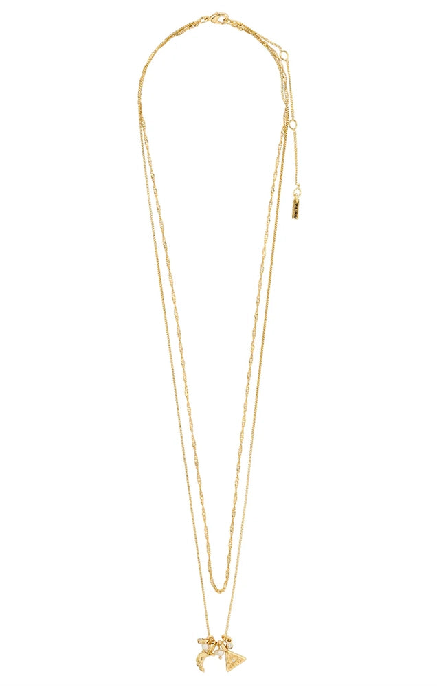 BETWEEN RECYCLED TINY PENDANTS NECKLACE 2-IN-1 IN GOLD