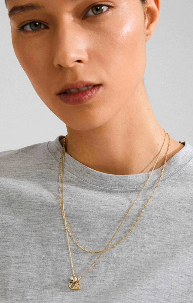 BETWEEN RECYCLED TINY PENDANTS NECKLACE 2-IN-1 IN GOLD