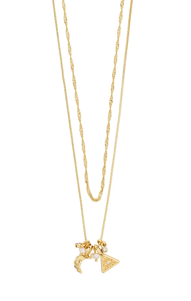BETWEEN RECYCLED TINY PENDANTS NECKLACE 2-IN-1 IN GOLD