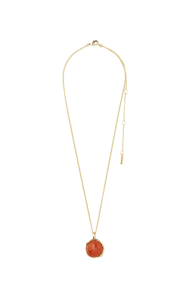 SENSE RECYCLED RED AGATE STONE PENDANT NECKLACE