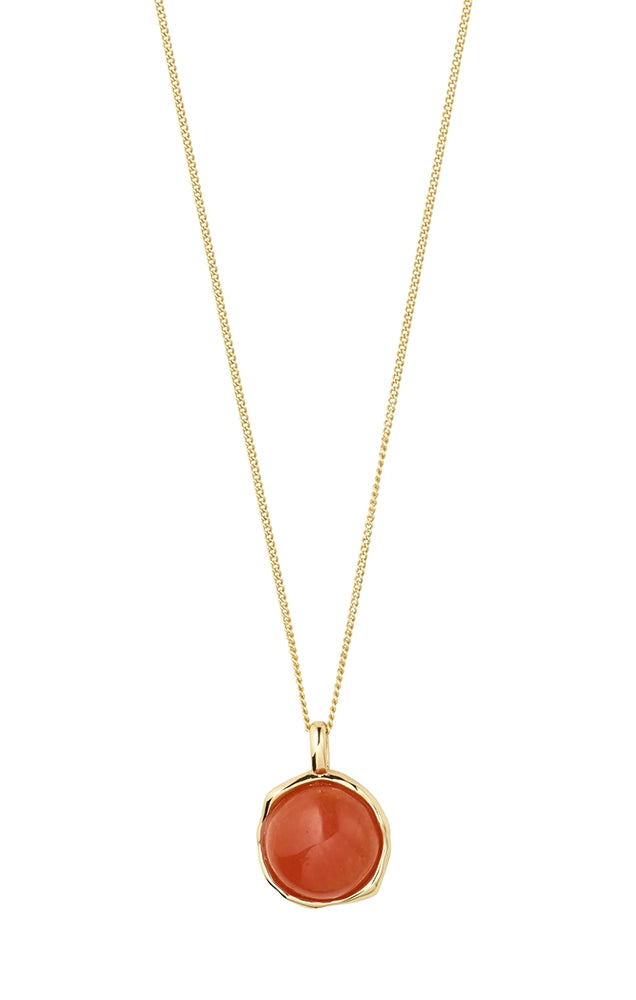 SENSE RECYCLED RED AGATE STONE PENDANT NECKLACE