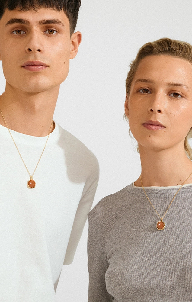 SENSE RECYCLED RED AGATE STONE PENDANT NECKLACE