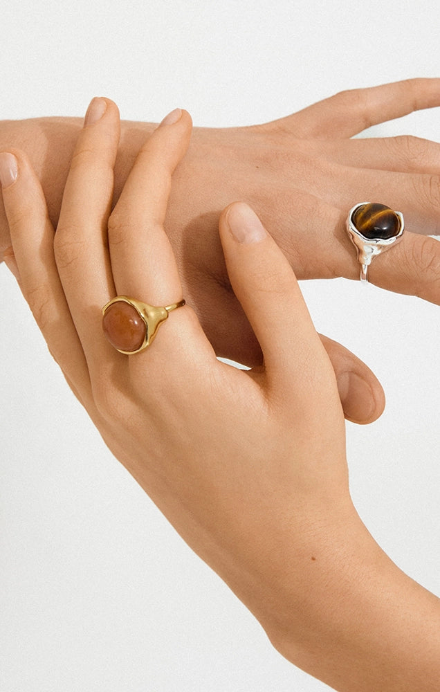 SENSE RECYCLED RED AGATE STONE RING