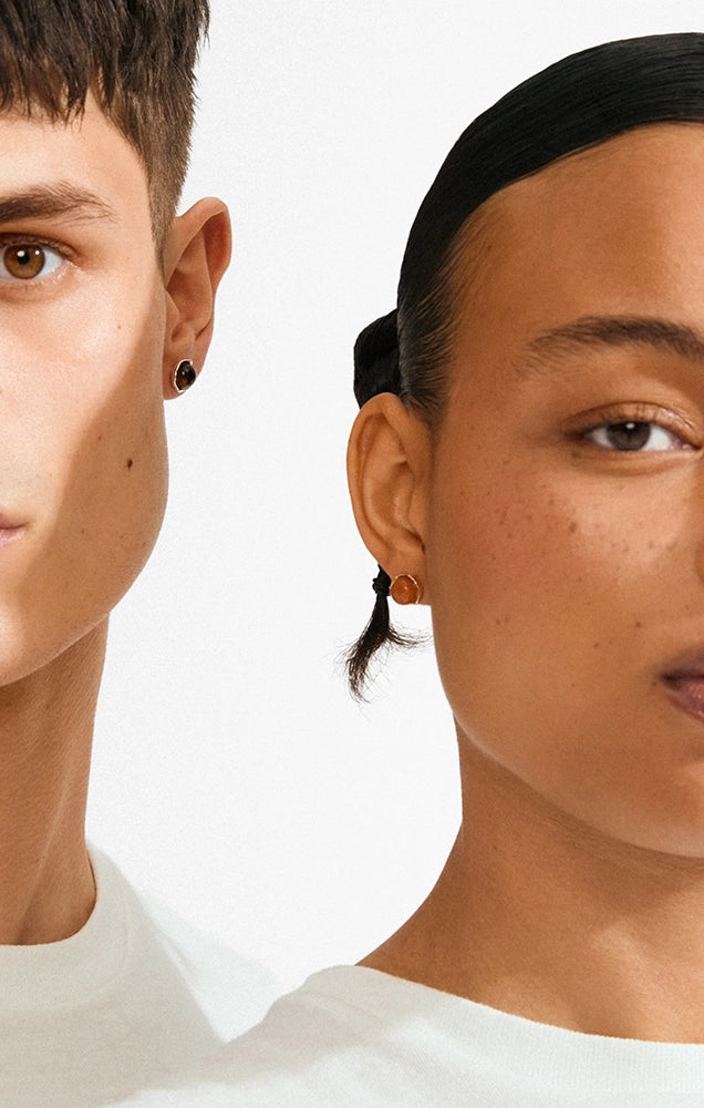 SENSE RED AGATE STONE STUD EARRINGS