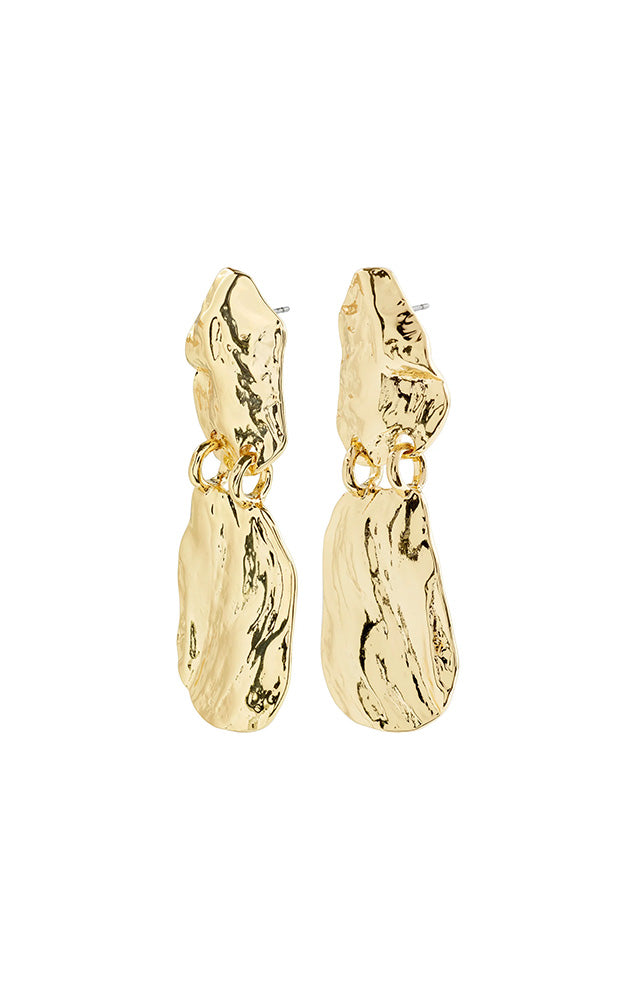 PILGRIM BLOOM RECYCLED HAMMERED EARRINGS IN GOLD