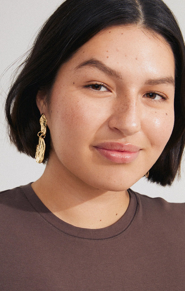 PILGRIM BLOOM RECYCLED HAMMERED EARRINGS IN GOLD