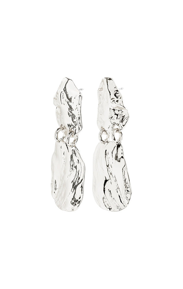PILGRIM BLOOM RECYCLED HAMMERED EARRINGS IN SILVER