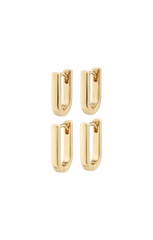 PILGRIM STAY RECYCLED HUGGIE U HOOP EARRINGS 2-IN-1 SET IN GOLD