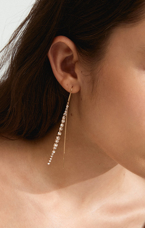 PILGRIM SKY PEARL CHAIN EARRINGS IN GOLD