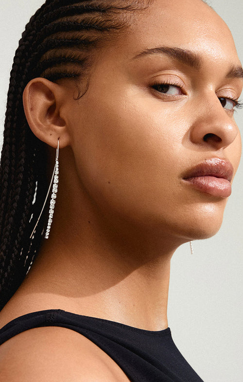 PILGRIM SKY PEARL CHAIN EARRINGS IN SILVER