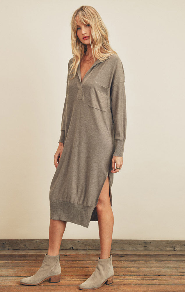 HAYLEY KNIT POLO MIDI DRESS