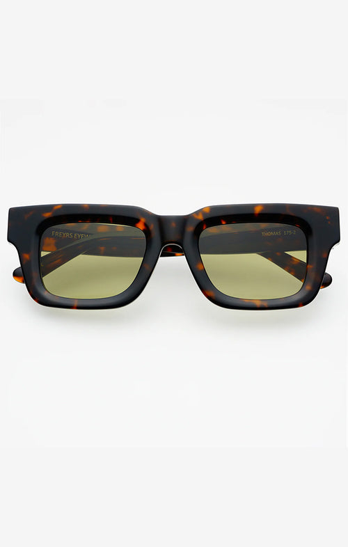 FREYRS THOMAS SUNGLASSES IN TORTOISE/GREEN