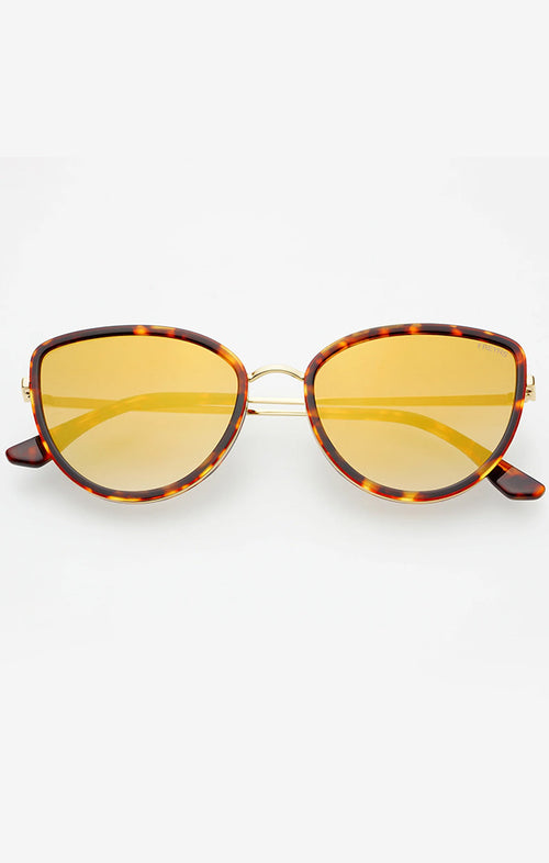 FREYRS LUNA SUNGLASSES IN TORTOISE/GOLD MIRROR