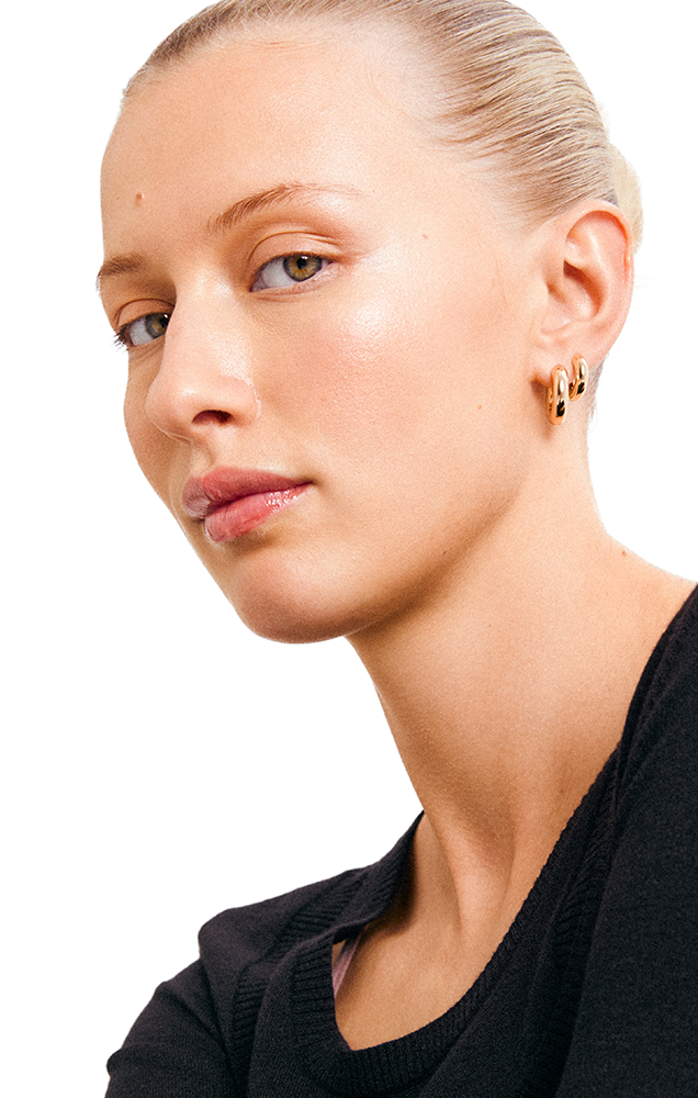 AICA SMALL RECYCLED CHUNKY HOOP EARRINGS 22MM IN GOLD