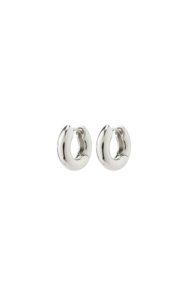 PILGRIM AICA MICRO RECYCLED HUGGIE HOOP EARRINGS IN SILVER