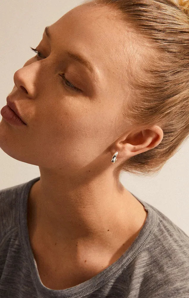 PILGRIM AICA MICRO RECYCLED HUGGIE HOOP EARRINGS IN SILVER