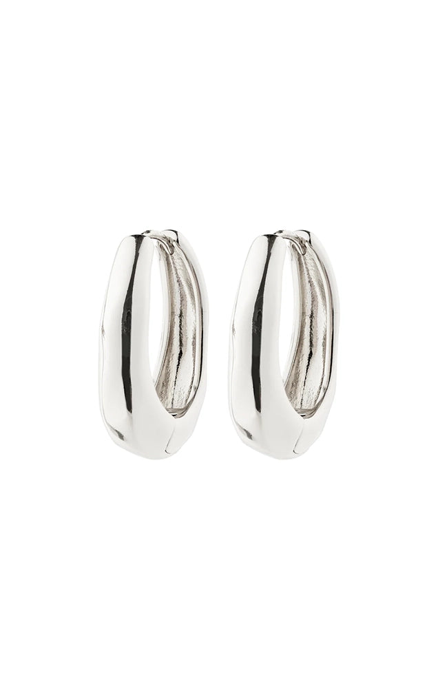 ASHER RECYCLED OVAL HOOP EARRINGS IN SILVER