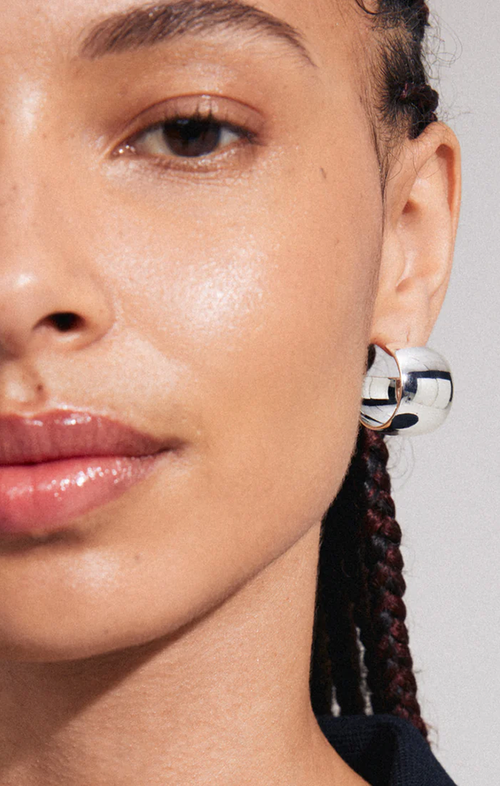 PILGRIM TALULLA RECYCLED CHUNKY GLOSSY EARRINGS IN SILVER