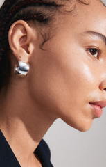 PILGRIM TALULLA RECYCLED CHUNKY GLOSSY EARRINGS IN SILVER