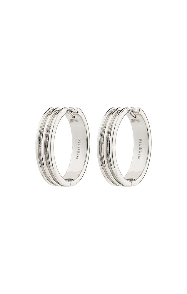PILGRIM BENNETT RECYCLED HOOP EARRINGS IN SILVER