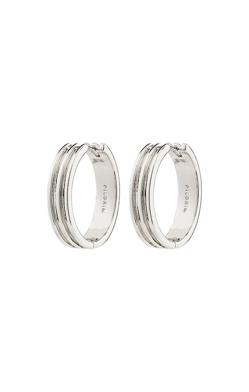 PILGRIM BENNETT RECYCLED HOOP EARRINGS IN SILVER