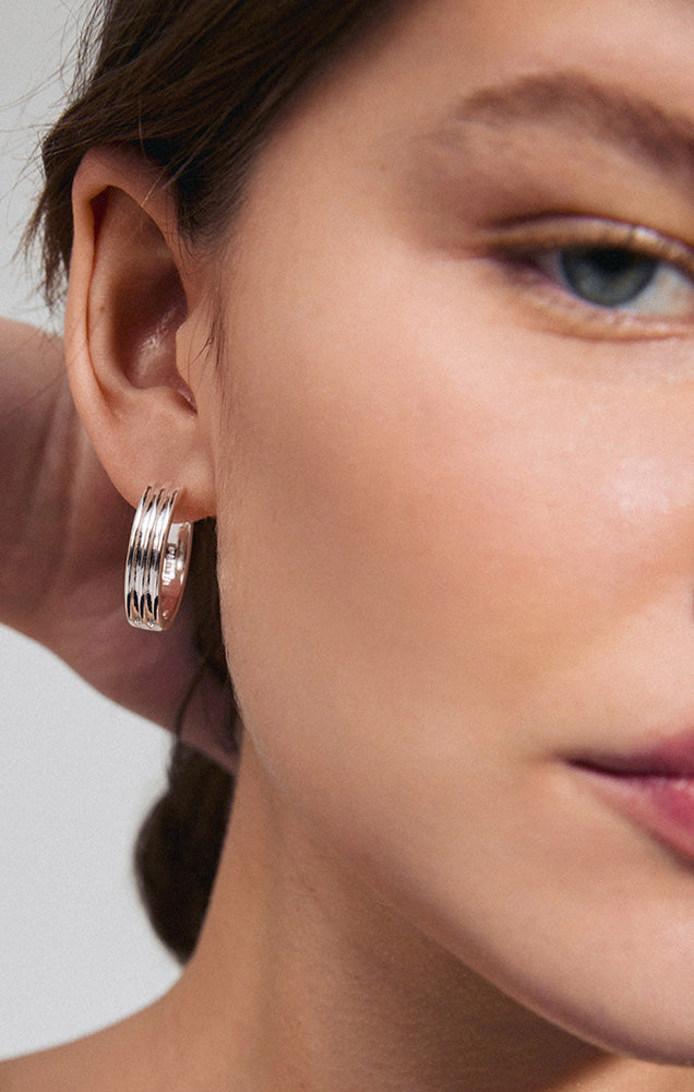 PILGRIM BENNETT RECYCLED HOOP EARRINGS IN SILVER