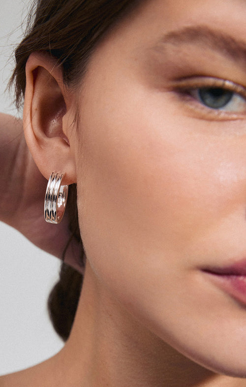 PILGRIM BENNETT RECYCLED HOOP EARRINGS IN SILVER