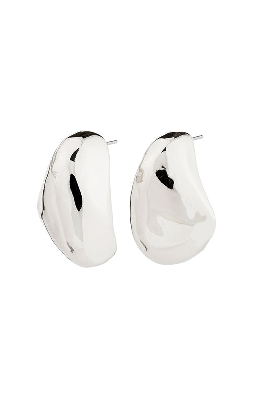 PILGRIM DUNE RECYCLED LARGE CHUNKY EARRINGS IN SILVER