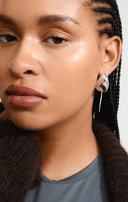 PILGRIM DUNE RECYCLED LARGE CHUNKY EARRINGS IN SILVER