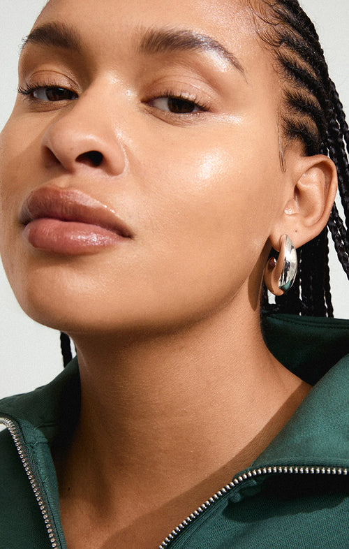 PILGRIM RORY RECYCLED HALF-HOOP EARRINGS IN SILVER