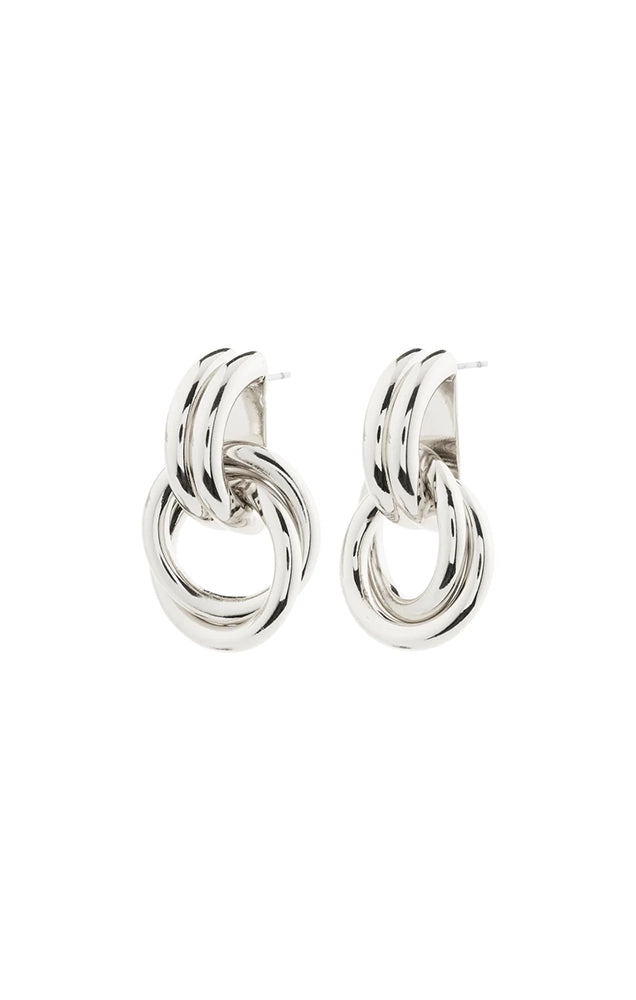 AGNI RECYCLED KNOT HOOP EARRINGS IN SILVER