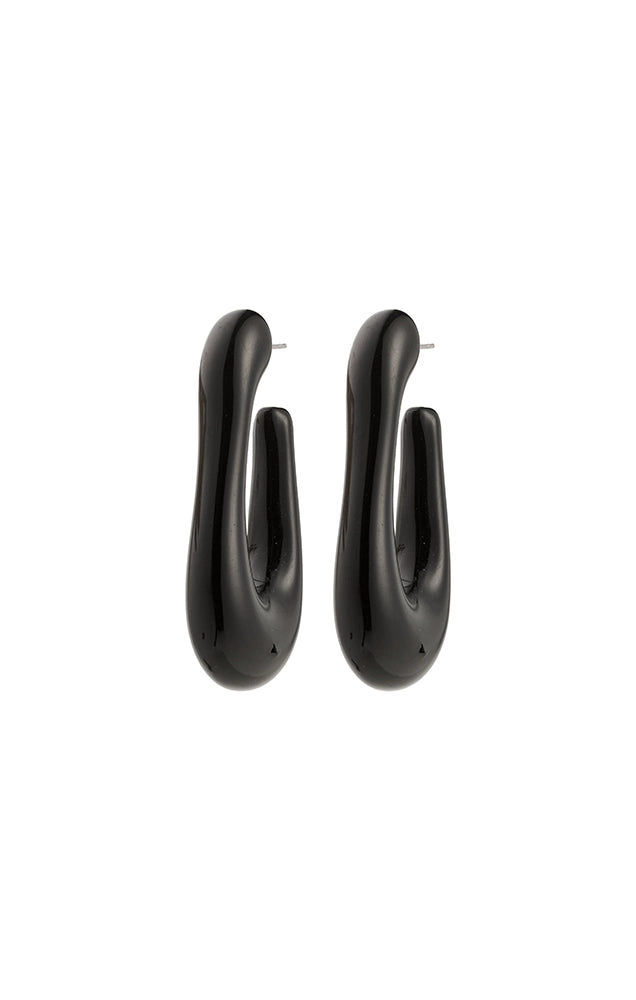 ELIJAH RECYCLED ACRYLIC HOOP EARRINGS IN BLACK