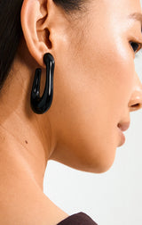 ELIJAH RECYCLED ACRYLIC HOOP EARRINGS IN BLACK