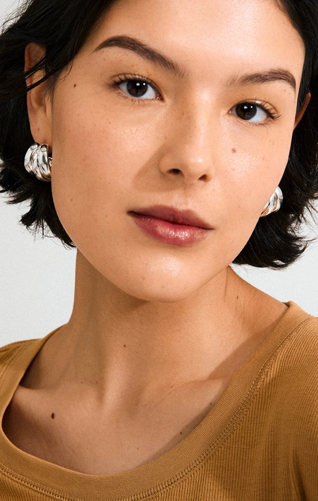 DAMIA RECYCLED HALF HOOP EARRINGS IN SILVER