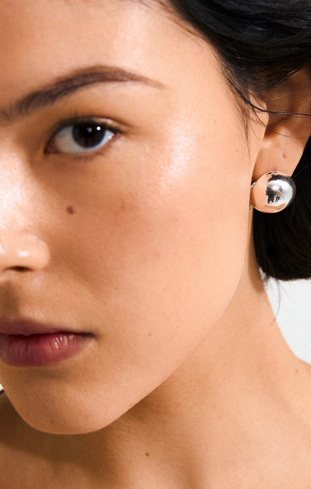 JACE RECYCLED BUBBLE DOME EARRINGS IN SILVER