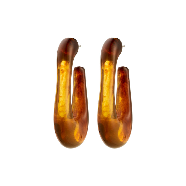 ELIJAH RECYCLED ACRYLIC HOOP EARRINGS IN BROWN
