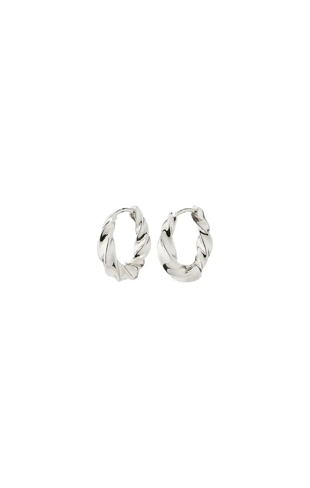 PILGRIM TAFFY SMALL SWIRL HOOPS IN SILVER