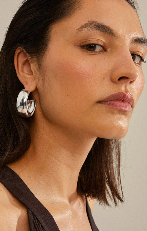 PILGRIM NAIA RECYCLED MEGA CHUNKY HOOPS IN SILVER
