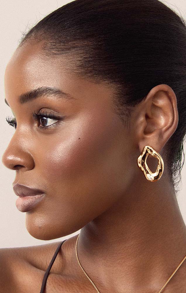 Melting Metal Crystal Earrings