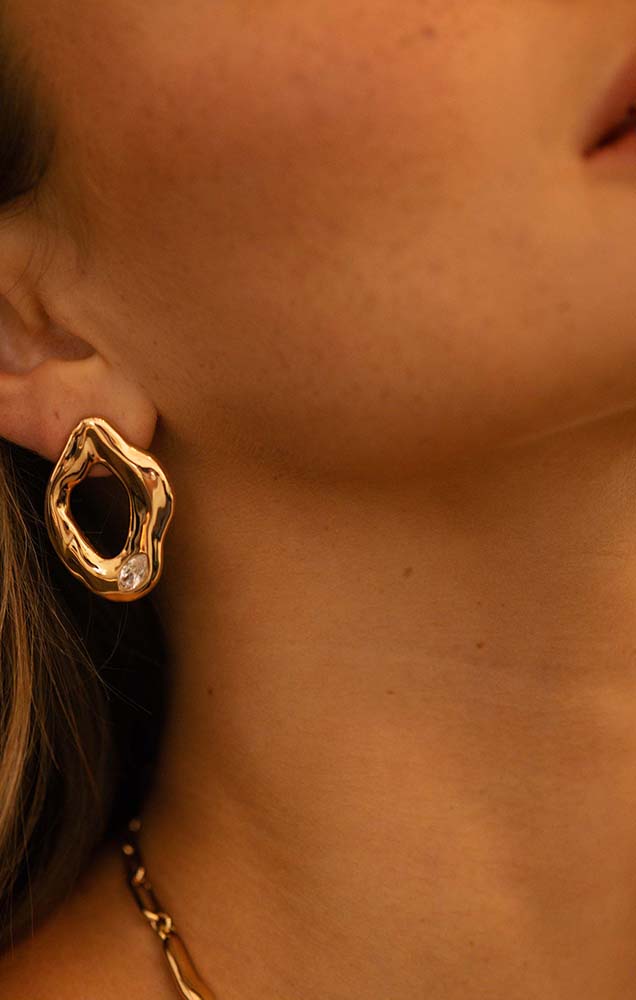 Melting Metal Crystal Earrings