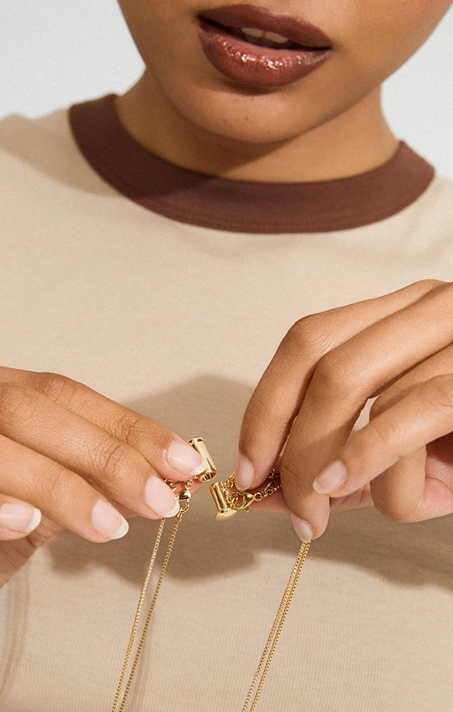 DOUBLE NECKLACE LAYERING CLASP IN GOLD